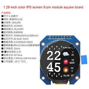 Interfaz SPI de 1,54 "y 1,28", controlador 240X240 HD IPS GC9A01, ángulo de visión completo redondo, pantalla TFT a Color RGB, módulo LCD, soldadura de 8 pines - Product Image 4
