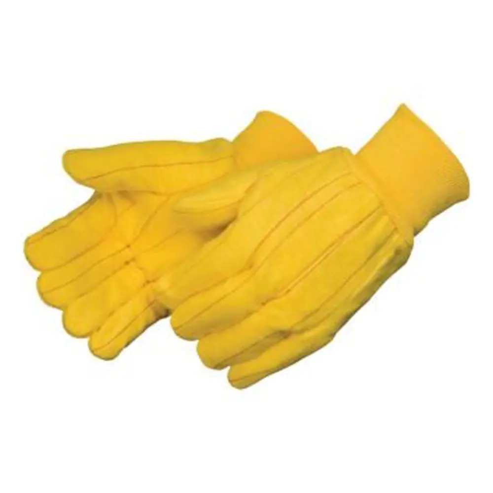 Gants de travail en toile de coton doré pour homme, gants de sécurité chauds et lourds avec poignet en tricot assorti