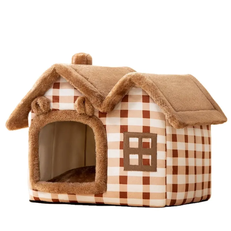 Katlanabilir küçük Pet House yatak moda Pet derin uyku sıcak kış kedi yatak sepeti küçük köpek ev ürünleri Pet çadır çekyat