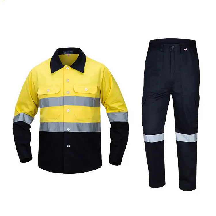 OEM personalizado reflectante de seguridad de alta visibilidad ropa de trabajo chaqueta y pantalones industriales traje de trabajo uniformes