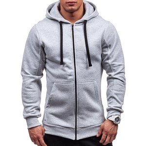 定制男士厚拉链连帽衫冬季保暖连帽夹克套头衫上衣 - Product Image 1