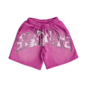 Custom Made Cotton Shorts &amp; Tee Set High Quality New Design Screen Printed Sunfaded Shirt Short Set - Product Image 3
