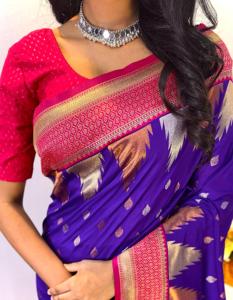 <strong>Designer</strong> Kanchipuram Sarees with a Temple Weaving Border by Tasarika - Product Image 4