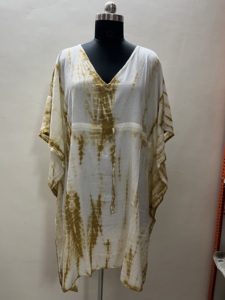 Kravat boya ayarlanabilir İpli Covery Ups plaj elbise kadınlar bayanlar kısa kollu Kaftan Sarong yaz mayo yüzmek Sundress İspanya - Product Image 5