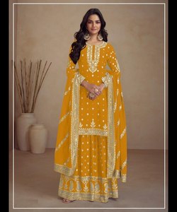 Gharara Salwar Kurta paquistaní para mujer en traje de boutique vintage con diseño de bordado y hermosa tela cosida de lujo