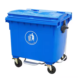 Contenedor de basura industrial para exteriores HDPE de 660L con tapa y bloqueo Contenedor personalizado de basura resistente con 4 ruedas de goma sólida - Product Image 4