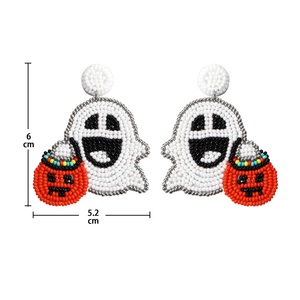 古典的なハロウィーンブーゴーストパールビーズイヤリングインドで手作り不気味なグールダングル大人のトリックオアトリート