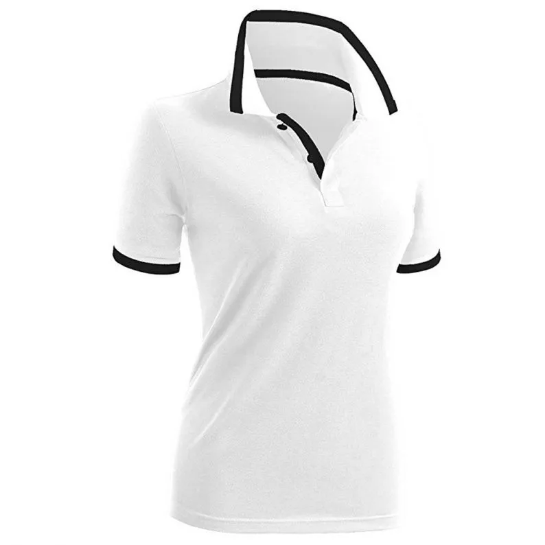 Polo de Golf de manga corta para mujer, camiseta blanca personalizada de 100% algodón, polo deportivo ajustado