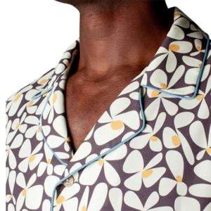 Sunny Disposition <strong>Shirt</strong> Features Abstract Daisy Artwork, Stone Blue Piping, and Tencel Fabric for Cheerful Unisex Style - Product Image 4