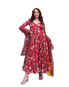 Online satış için dijital baskı üç pis set ile yeni baskılı Flailed Kurtis koleksiyonları - Product Image 1