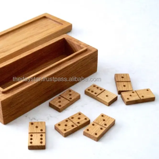 تماما للتخصيص الكلاسيكية صغيرة خشبية الدومينو لعبة البلاط مع صندوق تخزين اليدوية كتلة ألعاب