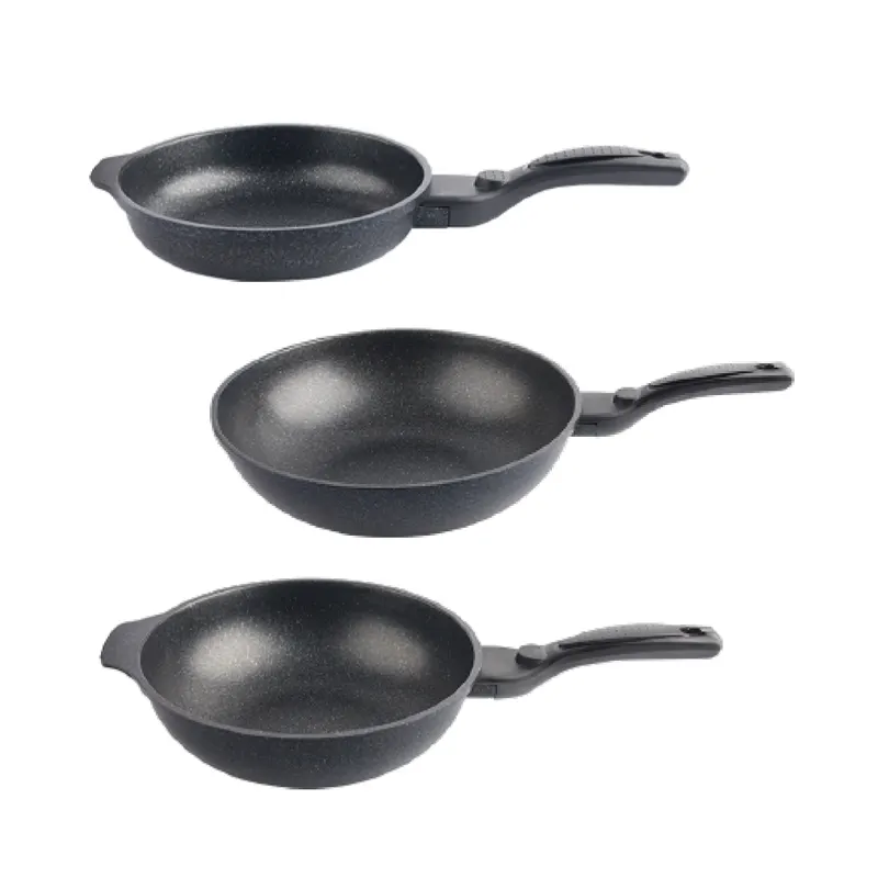 Frying Wok Cookware Set Die-Cast Aluminum Kitchen Pots OEM Saute Pan Egg Home Cooking Non Stick Fry Pan grip