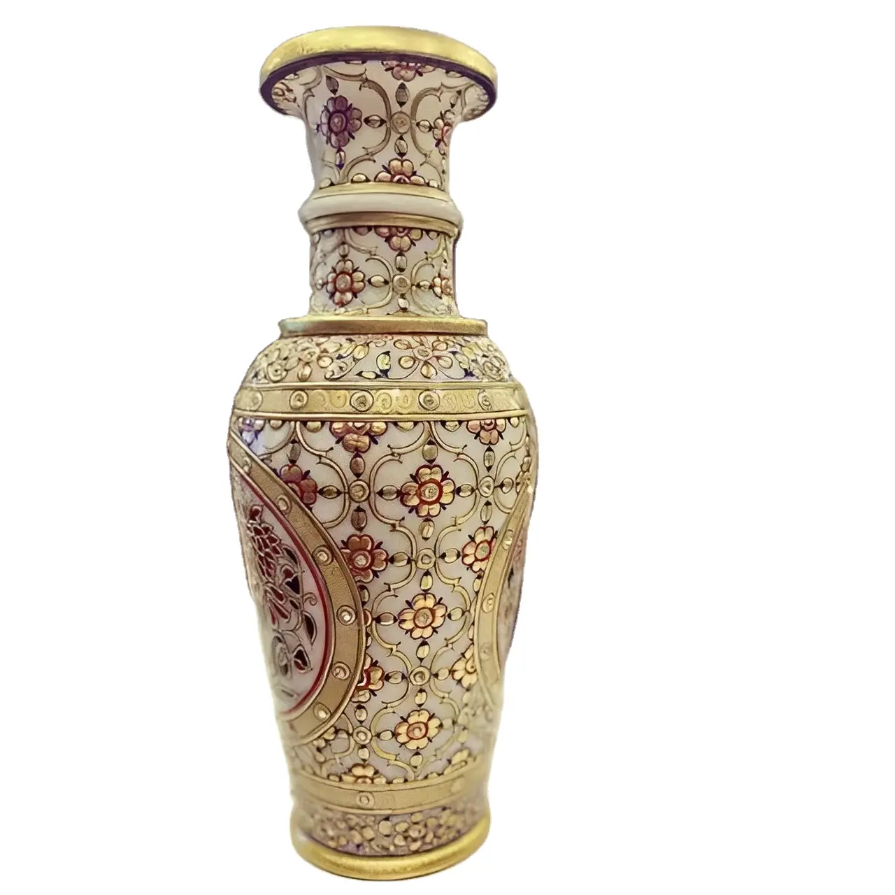 El sanatları çiçek vazo ev dekorasyon ve hediye için mermer boyalı vazo oyulmuş çiçek vazo mermer
