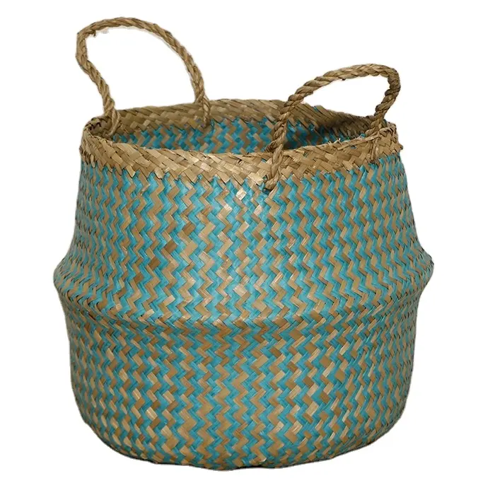 Panier en jonc de mer pour Pot avec poignées, rangement en jonc de mer fabriqué au Vietnam code KEICO21