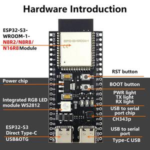 ESP32 ESP32-S3 WiFi Bluetooth Internet delle cose Dual Type-C scheda di sviluppo Core Board ESP32-S3-DevKit C N8R2