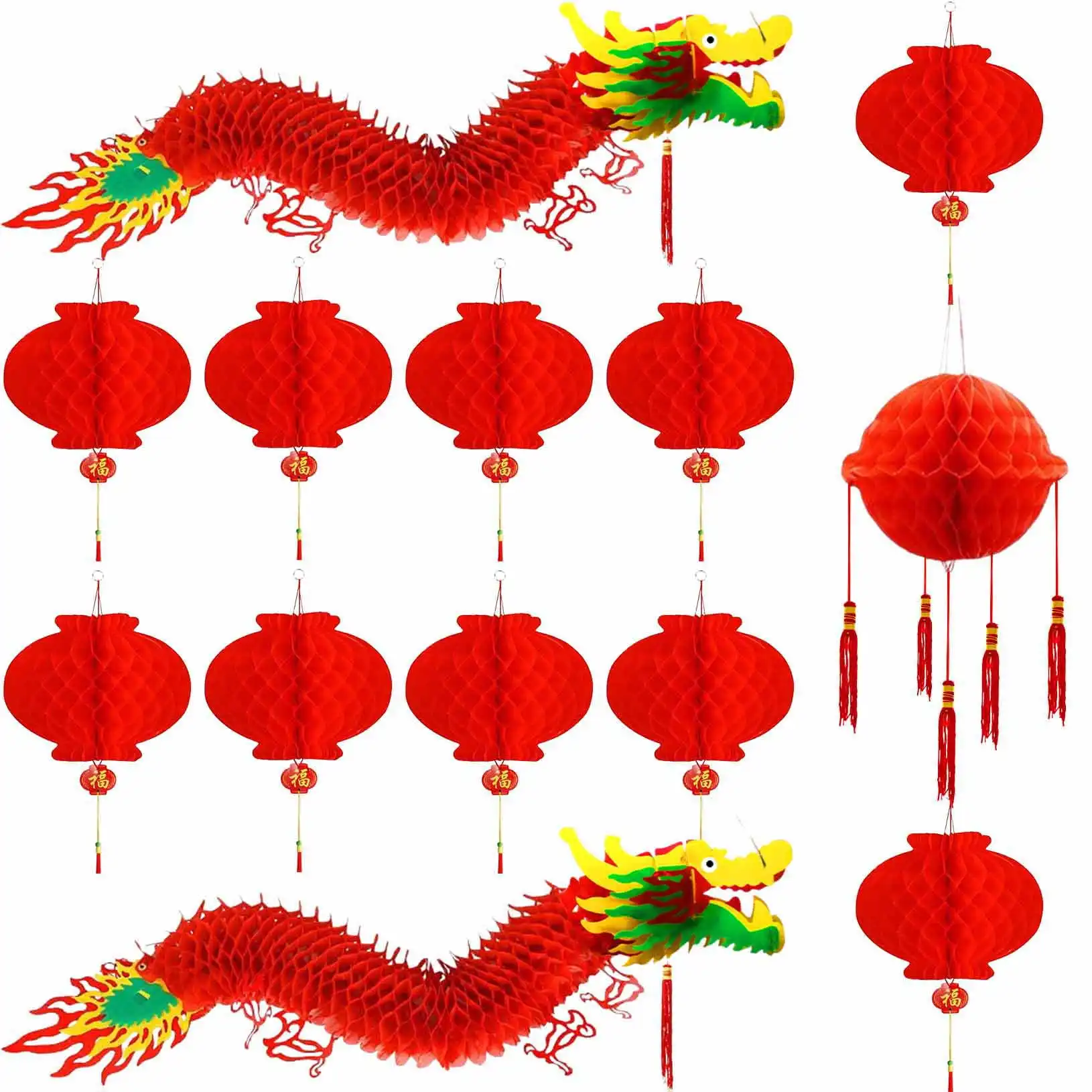 Dragones de papel 3D DIY de 33 piezas con bola decorativa de dragón PARA EL Festival de Primavera chino decoraciones para el hogar de Año Nuevo