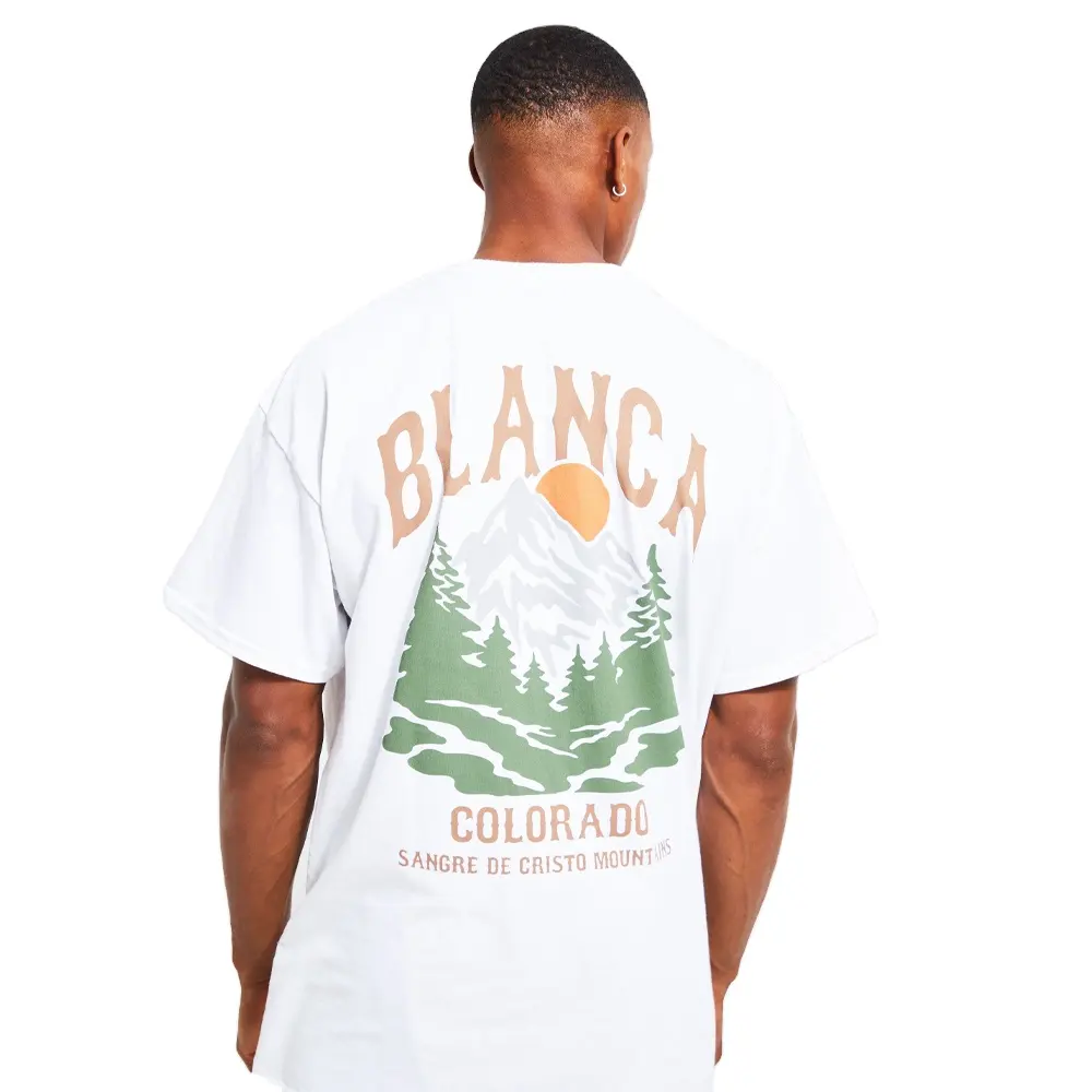 Maglietta grafica oversize Colorado montagne stile stile t-Shirt personalizzata t-Shirt con Logo stampa grafica Design serigrafia