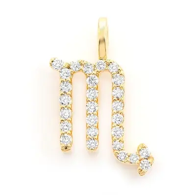 Últimas tendencias Diamante natural Símbolo del zodiaco Encanto Colgante Tarjeta de deseos Horóscopo Joyería 18K Oro amarillo Joyería de diamantes completos