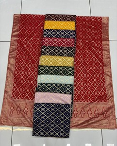 Raghuveer kreasyonlar kadın hafif hint Dupatta zarif dokuma tasarım çok renkli nakış geleneksel Chanderi kumaş - Product Image 3