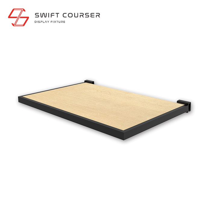 Frame (Black) + Wood Shelf (Light Brown)