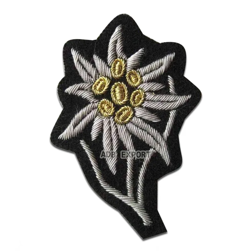 WW2 ALLEMAND Uniformes SS officiers manche edelweiss Patch fait à la main Par ADB EXPORT Le fabricant/Reproduction/Repro