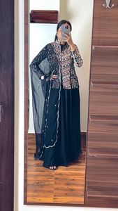 <strong>New</strong> Arrival Elegant Heavy Boutique Collection Georgette Plain <strong>Lehenga</strong> with Sequence Work Top and Dupatta From Wholesale Supplier