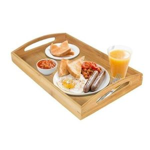 Bandeja de madeira elegante com alça e polonês de alta qualidade perfeito para soluções práticas e decorativas servindo