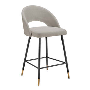 Customized Luxury Home Furniture Restaurant Kitchen bar <strong>Stool</strong> Half-moon Design Black <strong>Legs</strong> with a Gold-effect Tip Barstool