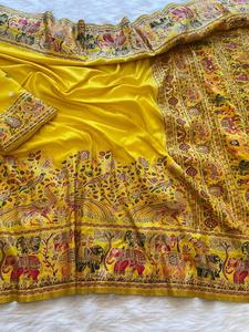 Hindistan'da saf yumuşak rajwadi pashmina Saree üreticileri - Product Image 5