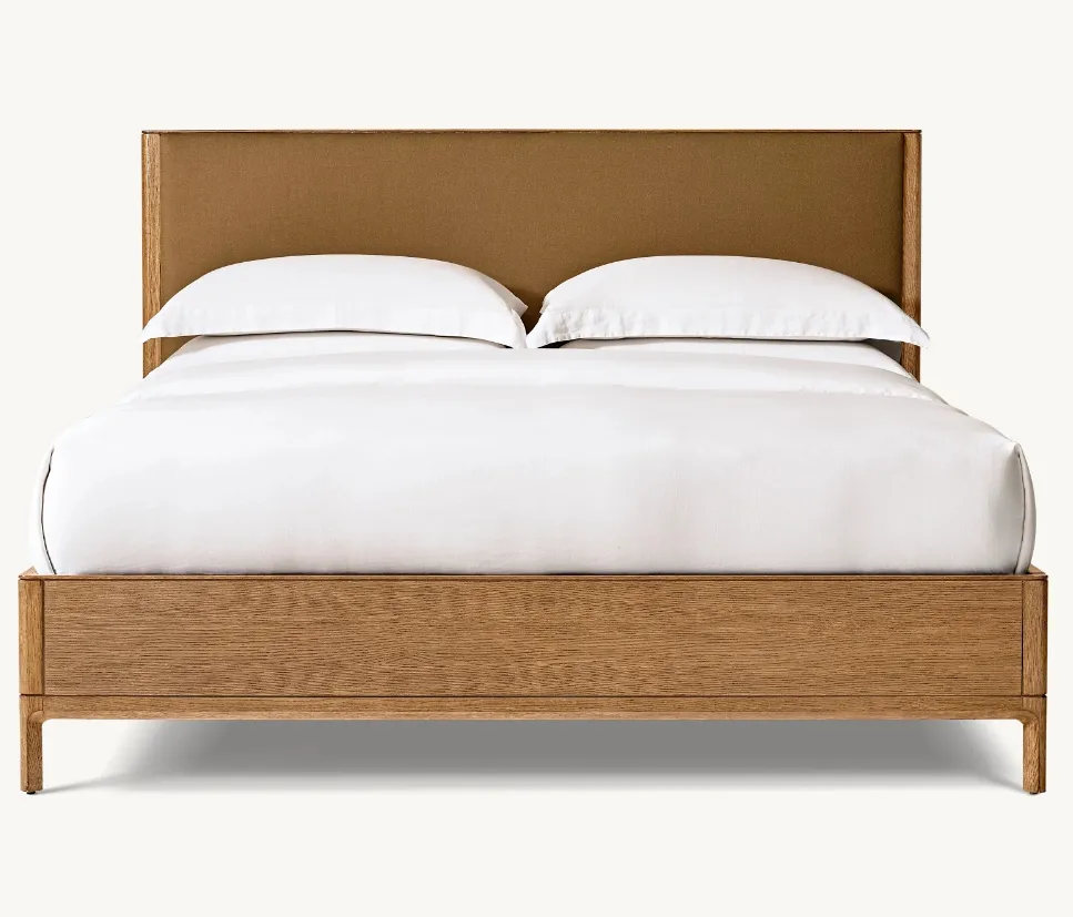 سرير مزدوج فاخر بحجم كبير أمريكي لغرف النوم من خشب كينج كوين مخصص ومنجد