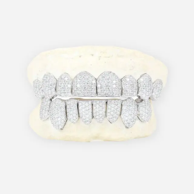 Grills grelhas de hip hop, em cima-6 fundo de ouro natural diamante grelhas de dentes para homens joia