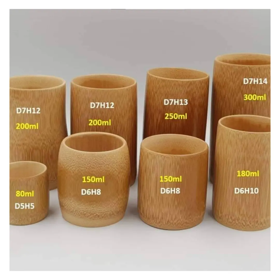 Vietnamita Bambu copo sem alça Simples Design Eco Friendly Escova Dentes Reutilizáveis Bambu Fibra Copo De Água para Casa
