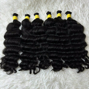 Toplu toptan paket ve atkı kamboçyalı işlenmemiş gevşek derin dalga gerçek insan saçı uzantıları gemi hazır - Product Image 1