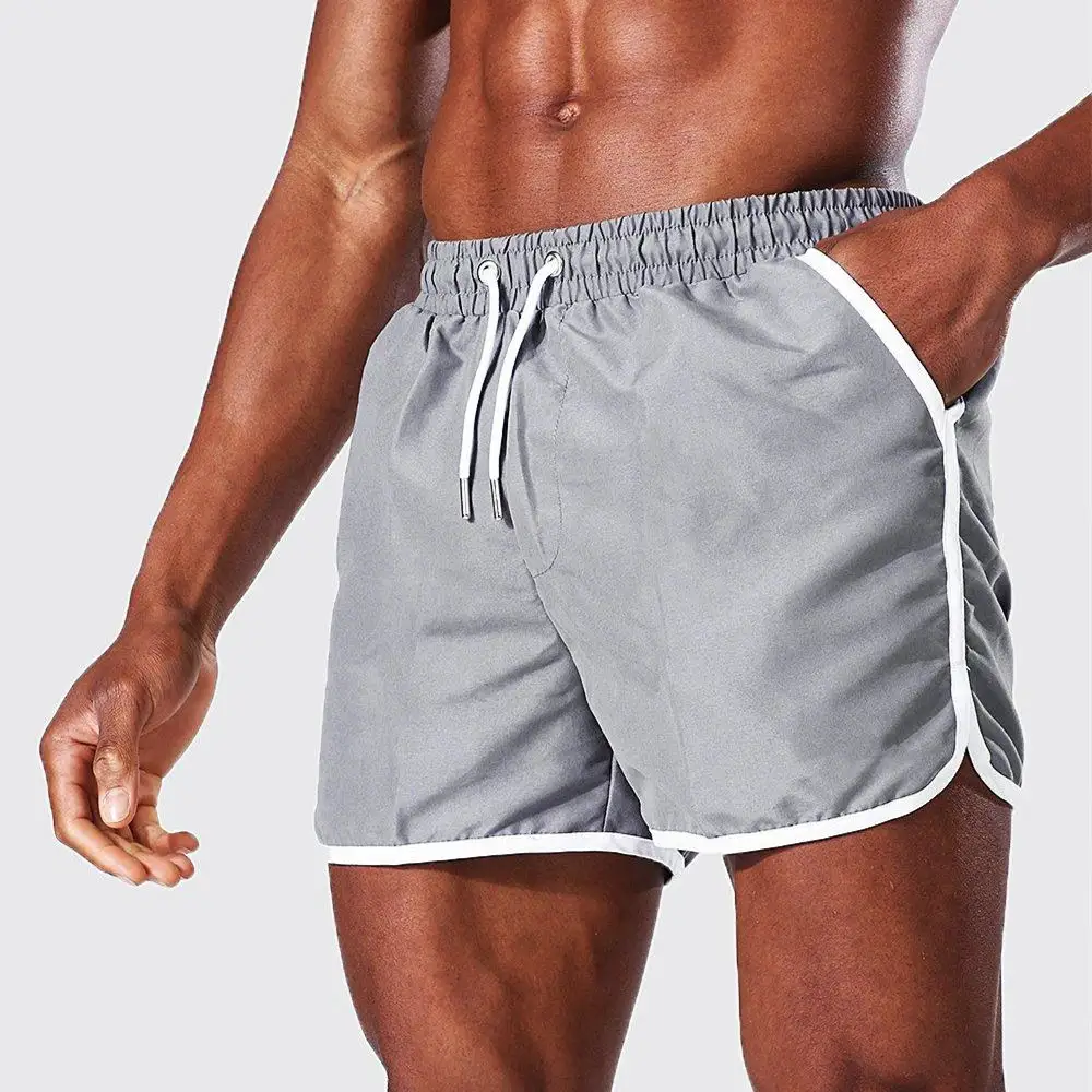 Calção de banho para homens, moda verão preto e branco, moda de corrida, corrida, praia, treino, moda de praia, design personalizado