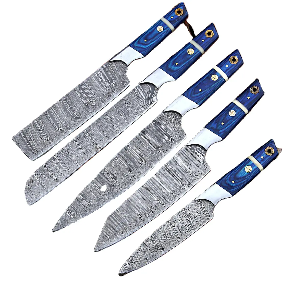 Koki baja Damaskus kustom Set 5 BH Set pisau kualitas tinggi untuk Penggunaan dapur profesional Set pisau koki dengan tas