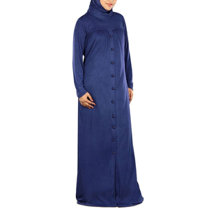High Quality Women's Abaya <strong>Juba</strong> Solid Button Stripes Long-sleeved New Type Muslim Jilbab with Custom Logo Wholesale Price