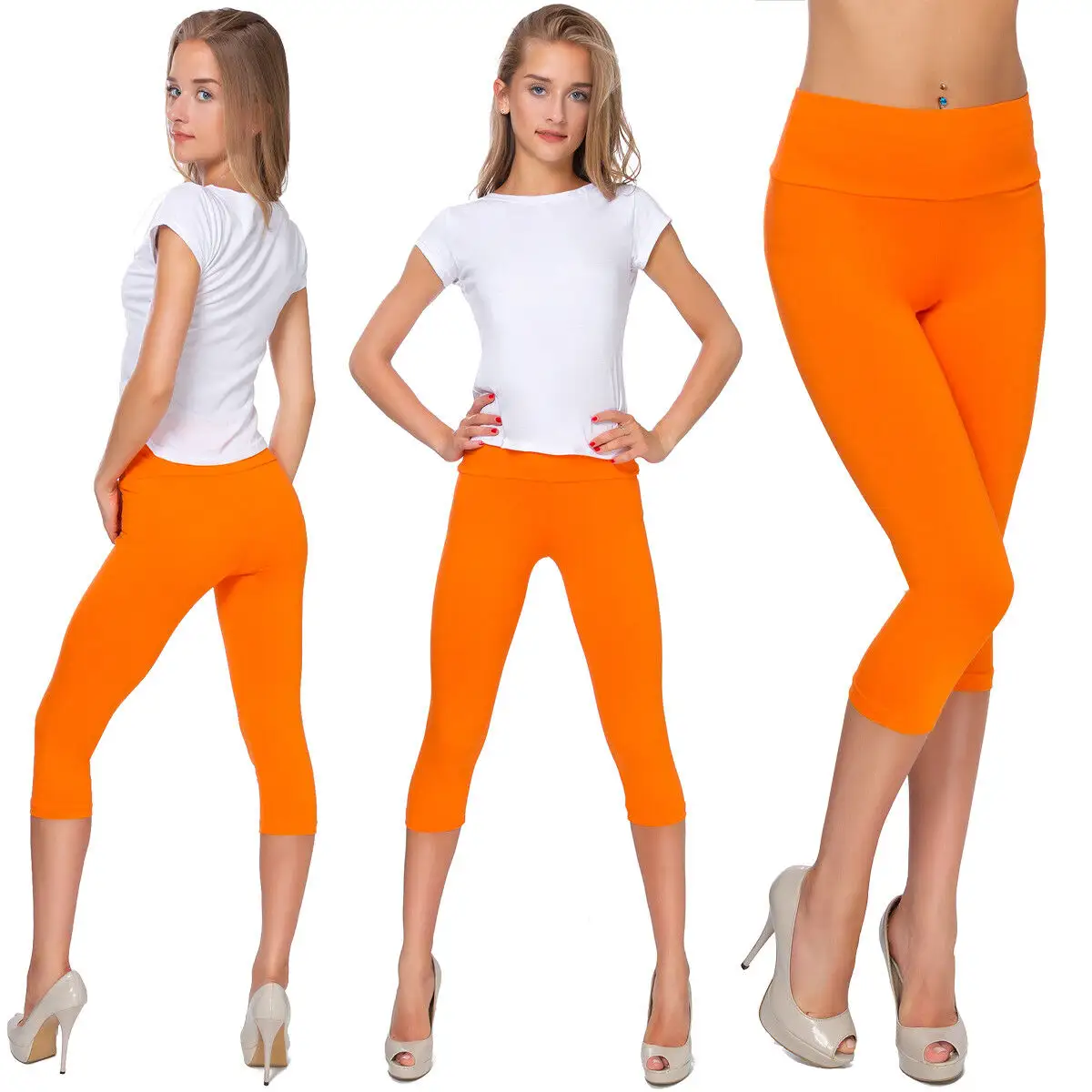 Женские персиковые брюки с высокой талией
