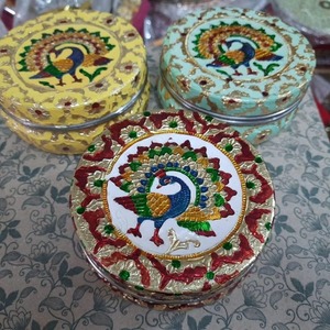 Rajshtahni meenakari thép không gỉ lưu trữ hộp rajwadi trang trí chapati/roti hộp cho trái cây khô, Sôcôla mukwwas & Quà Tặng - Product Image 2