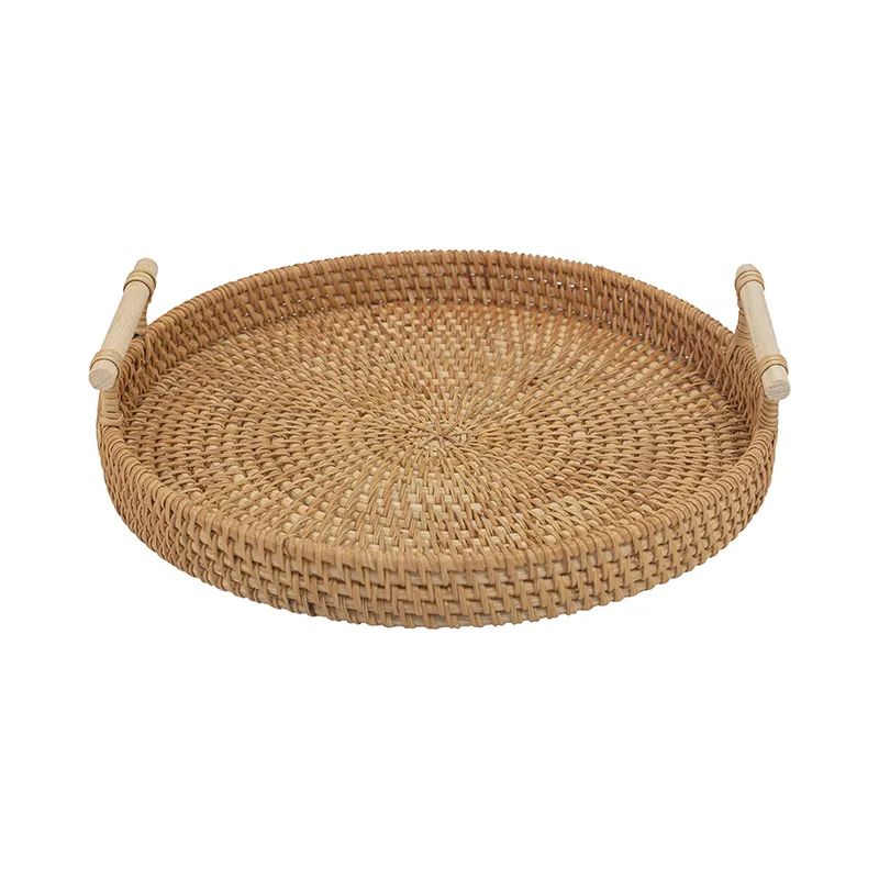 Bestseller Ronde Rotan Lade Met Bandjes Decoratieve Fruit Groothandel Handgemaakte Door Vakman In Vietnam