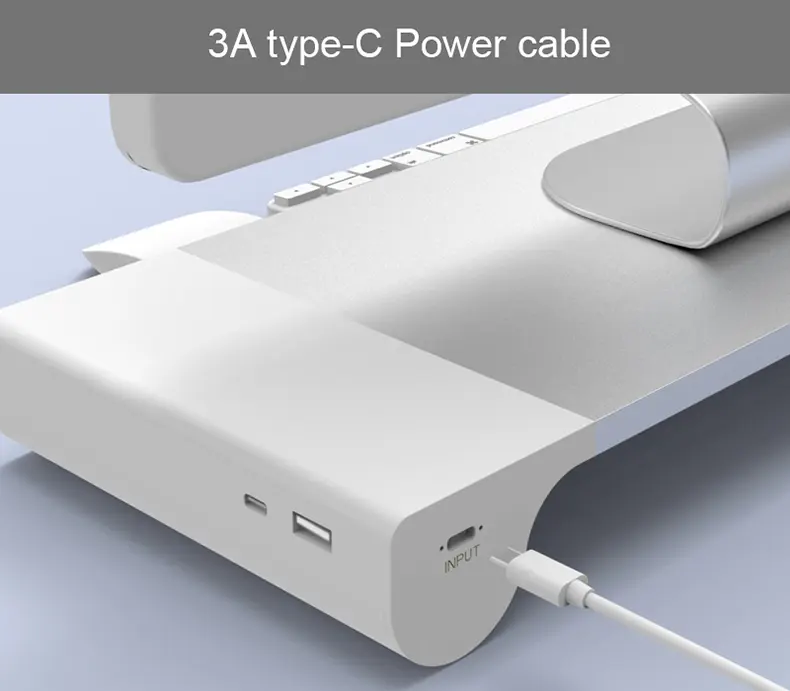 Dudukan Monitor Riser dengan pengisi daya usb dan pengisi daya nirkabel