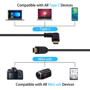 สาย mini USB เป็น USB C, USB C to Mini USB, สาย mini USB 3.1มุมขวา Type C ตัวผู้ไปยัง mini USB สายเคเบิลแปลงชาย - Product Image 6