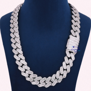 <strong>Deluxe</strong> Miami <strong>Chain</strong> for Men Hip Hop 20mm Baguette Lab Grown Diamond Cuban <strong>Chain</strong> Solid 14k Gold Iced Out Rapper Cuban Link - Product Image 1