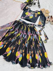 儿童印度巴基斯坦设计师<span class=keywords><strong>Lehenga</strong></span> Choli丝绸礼服婚礼派对穿宝莱坞风格刺绣民族萨尔瓦卡梅兹
