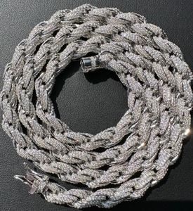 Erkek 7.5mm katı 925 ayar gümüş mozanit halat zincirler güzel gümüş zincirler mükemmel kesim özelleştirilmiş takı - Product Image 1