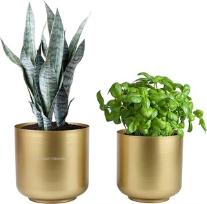 High on Demand Set of <strong>2</strong> <strong>Planters</strong> and Pots Decorative Gold Finishing for Home Indoor Outdoor Decor Metal <strong>Planters</strong> - Product Image 2