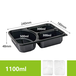 Thân thiện với môi lấy đi dùng một lần 3 ngăn hộp đựng thức ăn Lò vi sóng nhựa hộp vuông với nắp cho nhà hàng & Đảng - Product Image 3