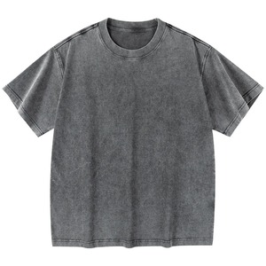 男性と女性用コットンOネックTシャツ無地半袖毎日カジュアルティーレギュラーフィット夏ベーシックトップス - Product Image 3