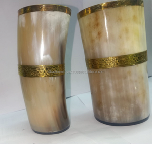 Büyük boy özel oyma Viking içme boynuz seramik fincan kısa cam kupa hizmet için hindistan'dan bira şarap ve gıda - Product Image 3