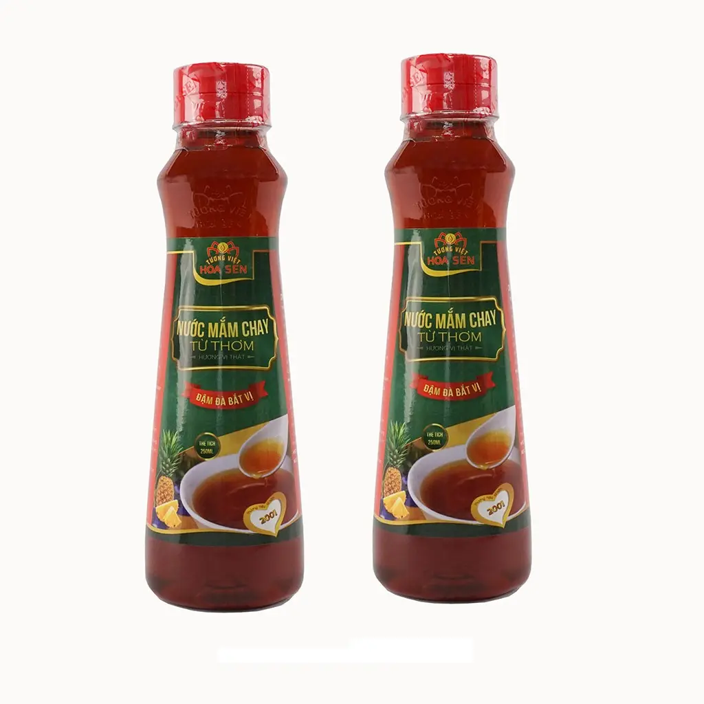 Bottiglie prezzo OEM pesce piccola salsa competitiva superficie sfusa imballaggio salsa di pesce vegetariana 250ml Tuong Viet Hoa Sen