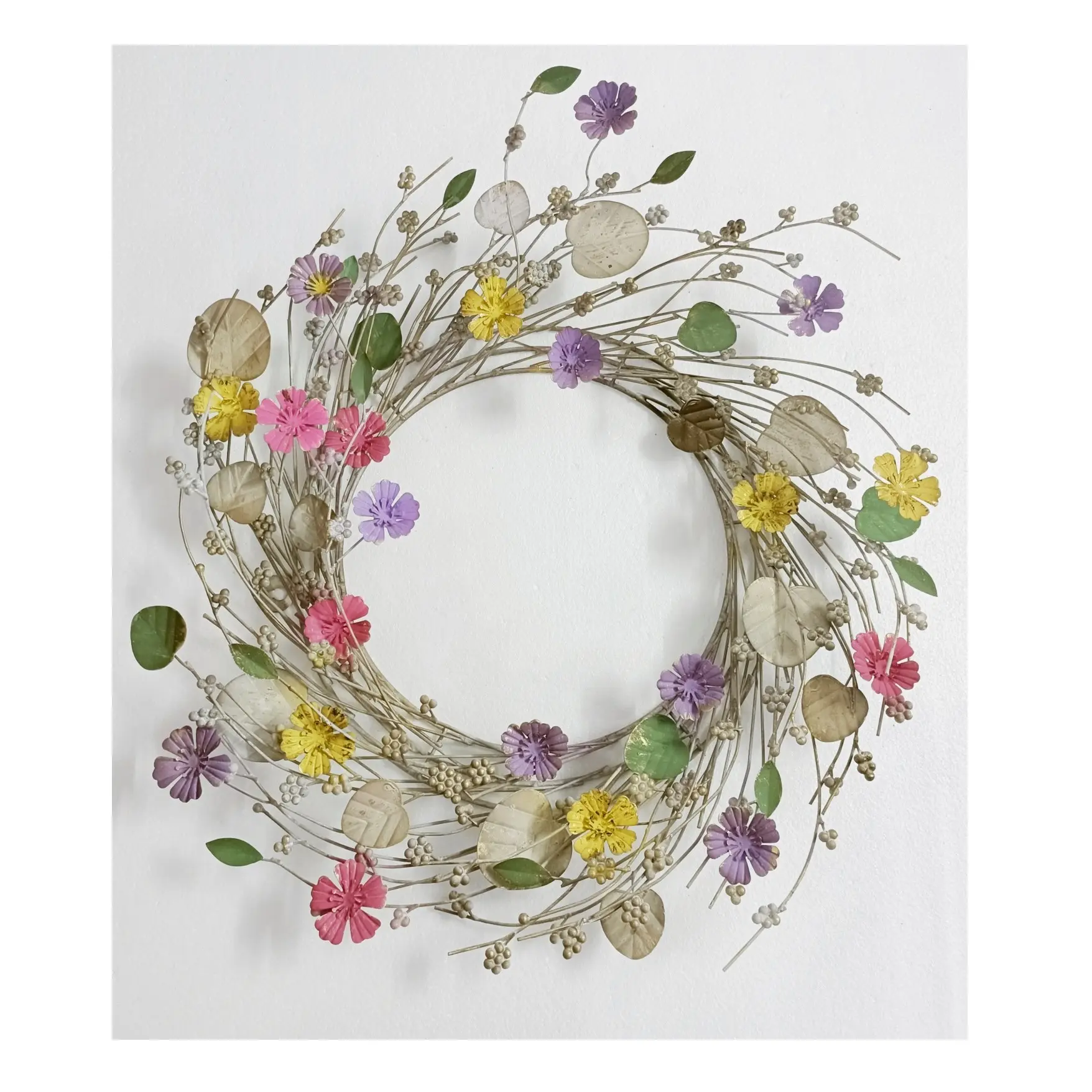 Corona artificial para todas las estaciones en diseño de múltiples flores y hojas para primavera todas las estaciones decoración de ventana de arte de pared de boda interior